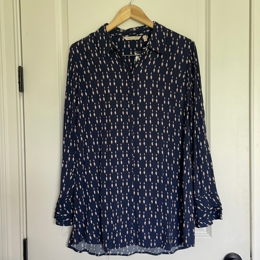 Soft Surroundings Women’s Poet Blouse Navy M